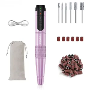Electric Nail Drill Cordless, Electric Nail File Buffer Drill Machine for Natural Acrylic Gel Nails, Rechargeable Electric Manicure Pedicure Set