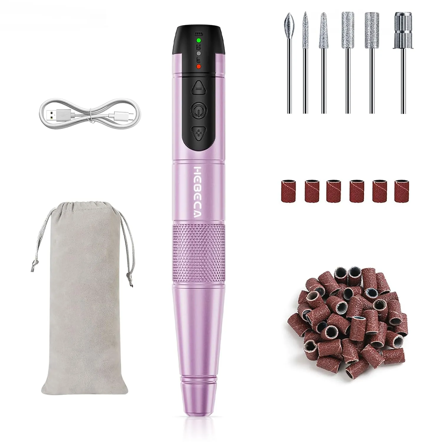 Electric Nail Drill Cordless, Electric Nail File Buffer Drill Machine for Natural Acrylic Gel Nails, Rechargeable Electric Manicure Pedicure Set