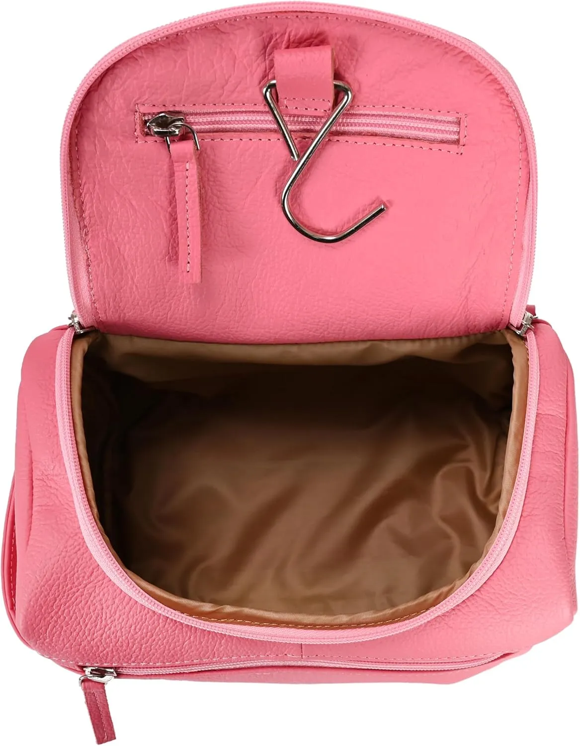 ELIZO Premium REAL Leather Toiletry Bag for Men Dopp Kitt Hanging Mens Toiletry Large TSA Toiletries Bag Shaving Grooming Bag Organizer Espresso (Pink, Large)