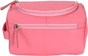 ELIZO Premium REAL Leather Toiletry Bag for Men Dopp Kitt Hanging Mens Toiletry Large TSA Toiletries Bag Shaving Grooming Bag Organizer Espresso (Pink, Large)