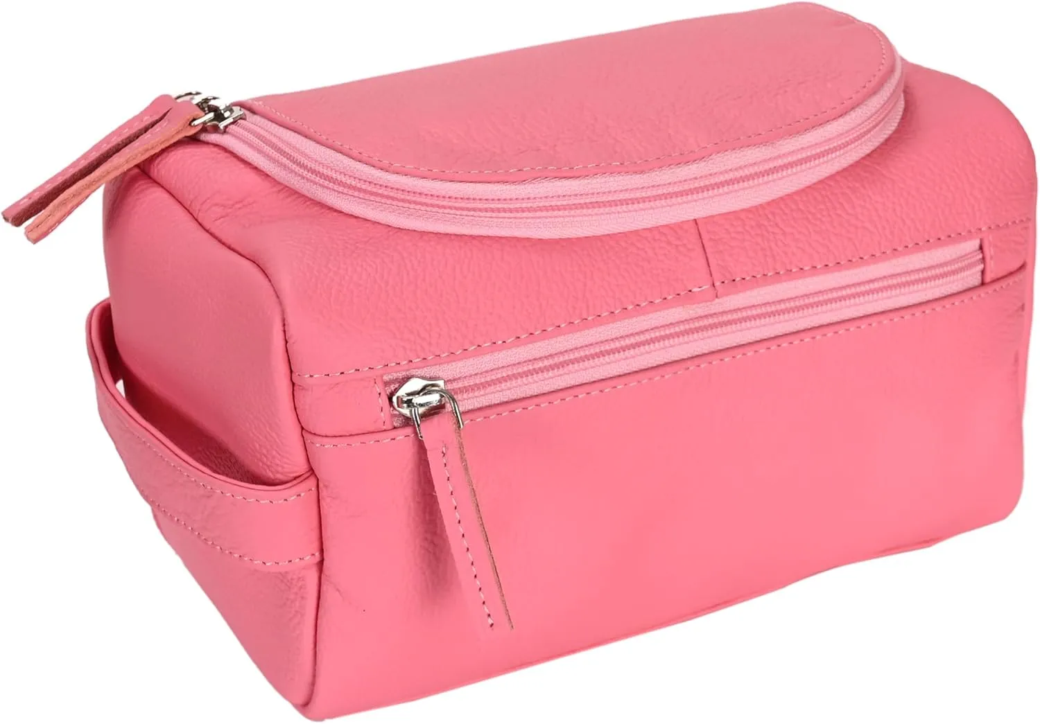 ELIZO Premium REAL Leather Toiletry Bag for Men Dopp Kitt Hanging Mens Toiletry Large TSA Toiletries Bag Shaving Grooming Bag Organizer Espresso (Pink, Large)