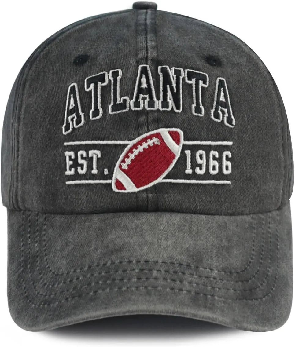 Embroidered City Football Hat for Men Women, Adjustable Unisex Cotton Fans Baseball Cap