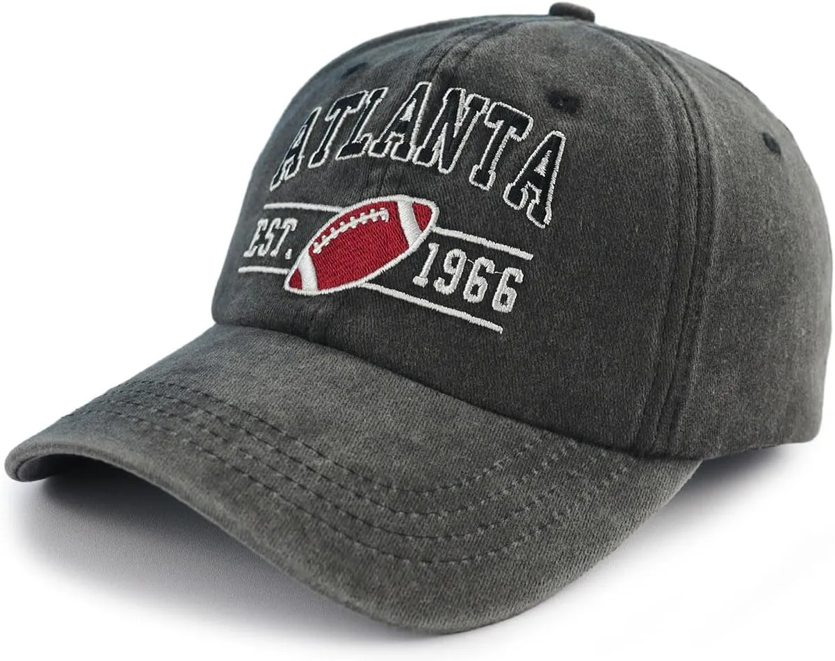 Embroidered City Football Hat for Men Women, Adjustable Unisex Cotton Fans Baseball Cap