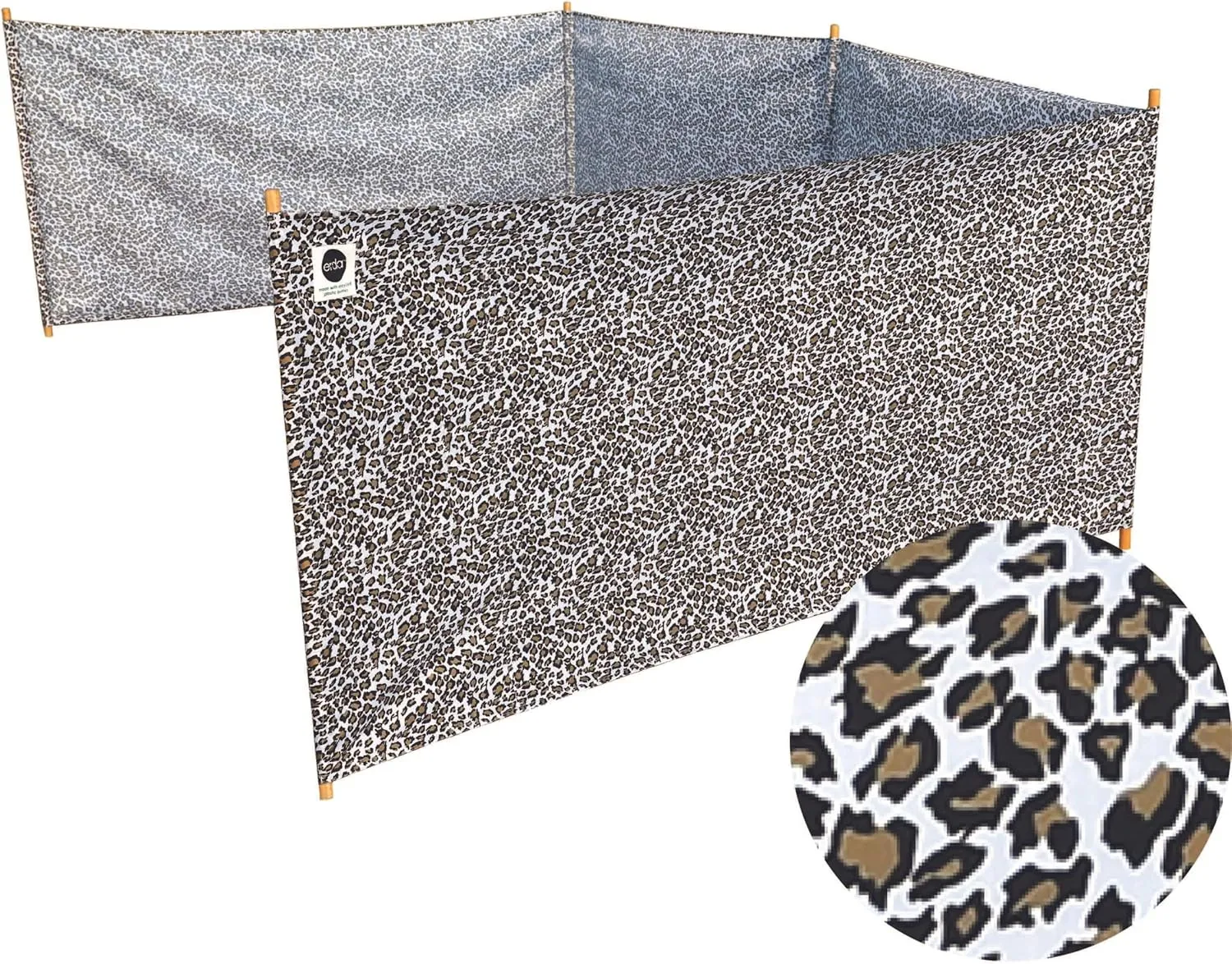 erda Sand Leopard Pro Beach Recycled Polyester Rip-Stop 20 ft Lightweight Windscreen, Privacy Screen, Wind Blocker, Free Matching Shoulder Bag