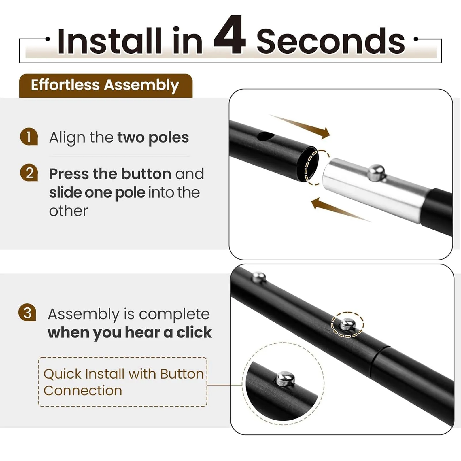 EVER ADVANCED 12PCS Tent Poles for Tarp