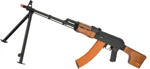 Evike Airsoft - CYMA Standard RPK LMG AEG Airsoft Rifle w/Steel Bipod and Wood Folding Stock (Package: Gun Only)