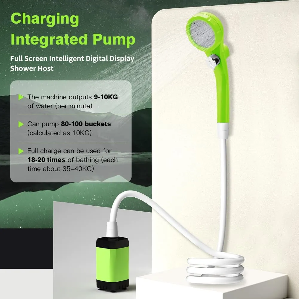 EVTSCAN Portable Camping Shower Pump RV Outdoor Shower KIT with Full Screen Display Adjustable for Backyard