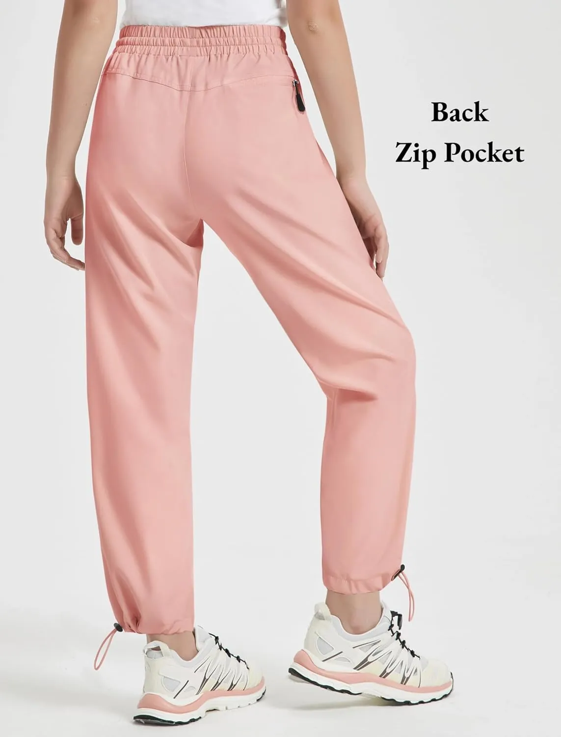 EXARUS Girls Joggers Hiking Pants Water Resistant Kids Athletic Quick Dry Lightweight Zip Pockets High Waisted 6-14Y