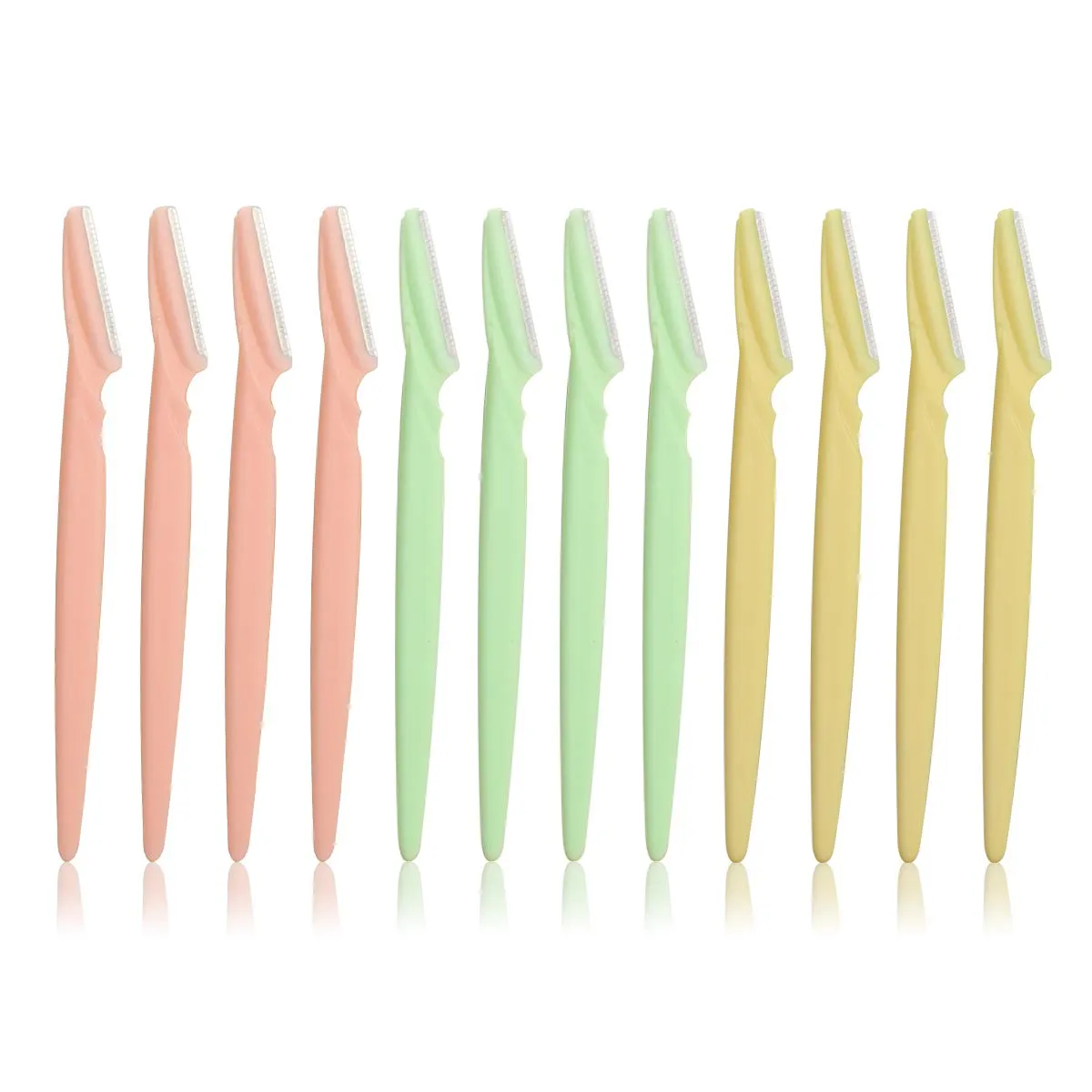 Eyebrow Razor, Grooming Multipurpose Eyebrow Razors Exfoliating Dermaplaning Tool Trimming and Shaving Precision for Women and Man with Precision Cover,3 Colors (Pack of 12)