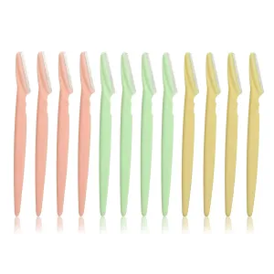 Eyebrow Razor, Grooming Multipurpose Eyebrow Razors Exfoliating Dermaplaning Tool Trimming and Shaving Precision for Women and Man with Precision Cover,3 Colors (Pack of 12)