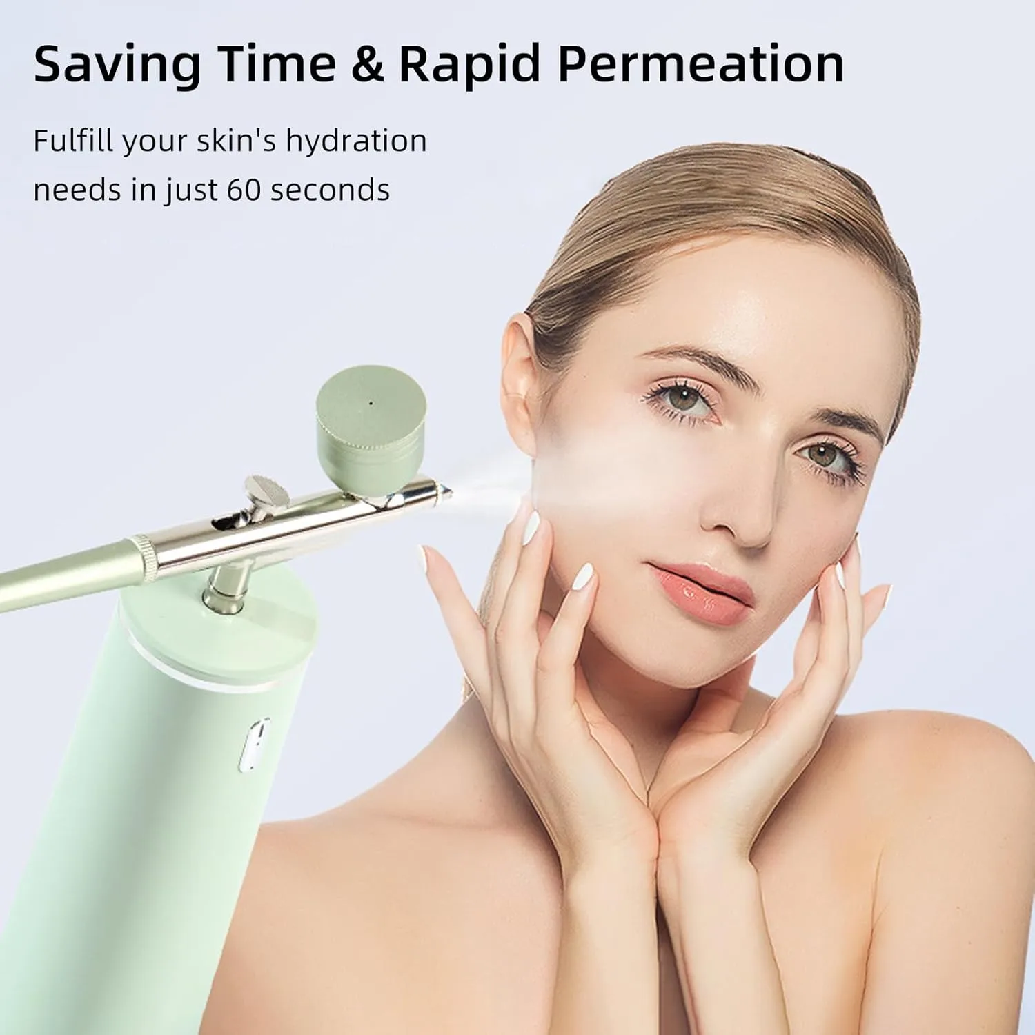 Facial Oxygen Spray Machine - High Pressure Nano Facial Steamer with 0.3mm Nozzle - Rechargeable Portable Nano Mist Injector Sprayer for Deep Moisturizing Face Skincare