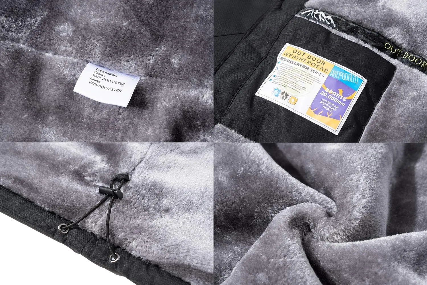 FASKUNOIE Men's Winter Thicken Fleece Coat Windproof Hiking Snow Skiing Jackets Parka