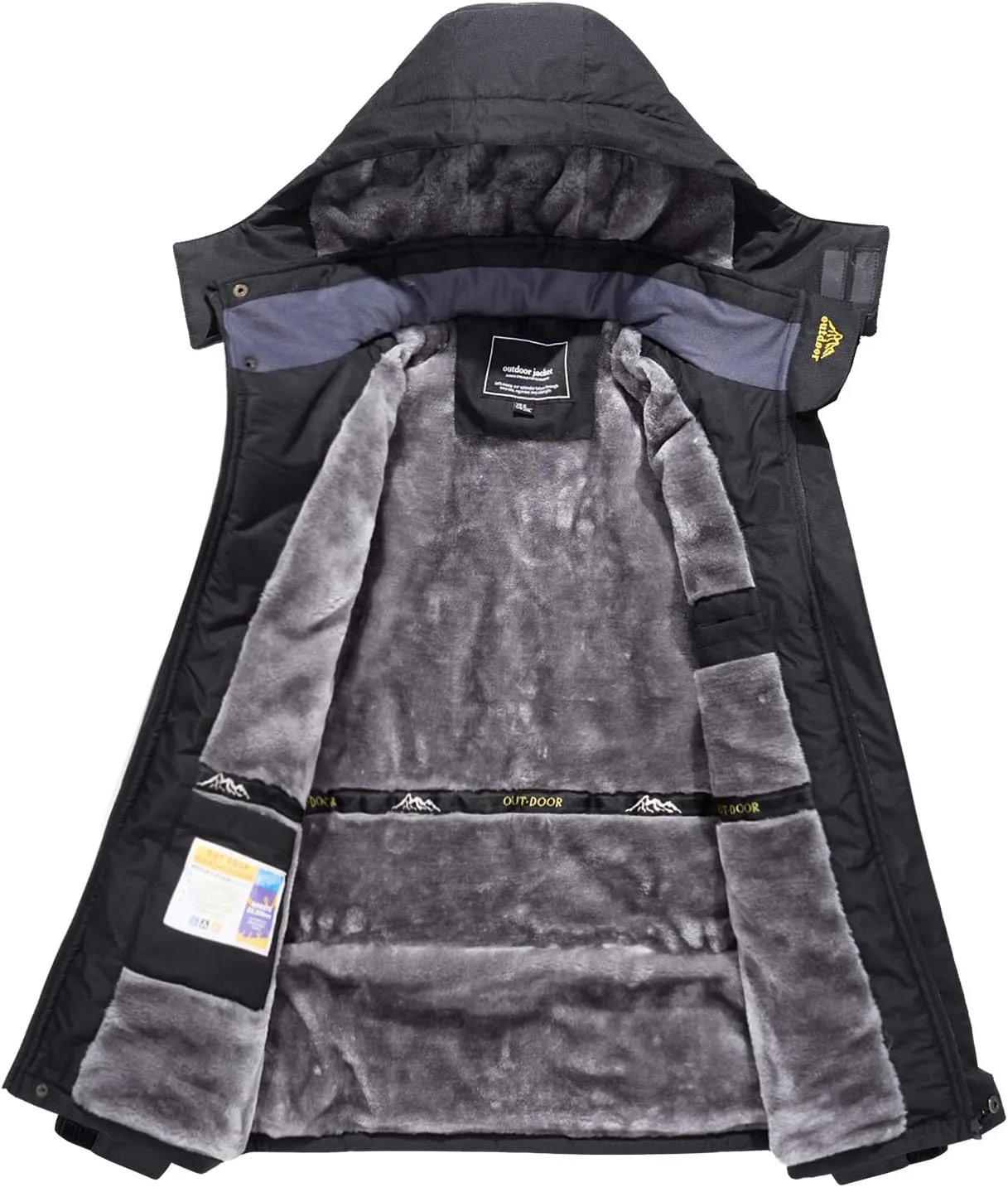 FASKUNOIE Men's Winter Thicken Fleece Coat Windproof Hiking Snow Skiing Jackets Parka