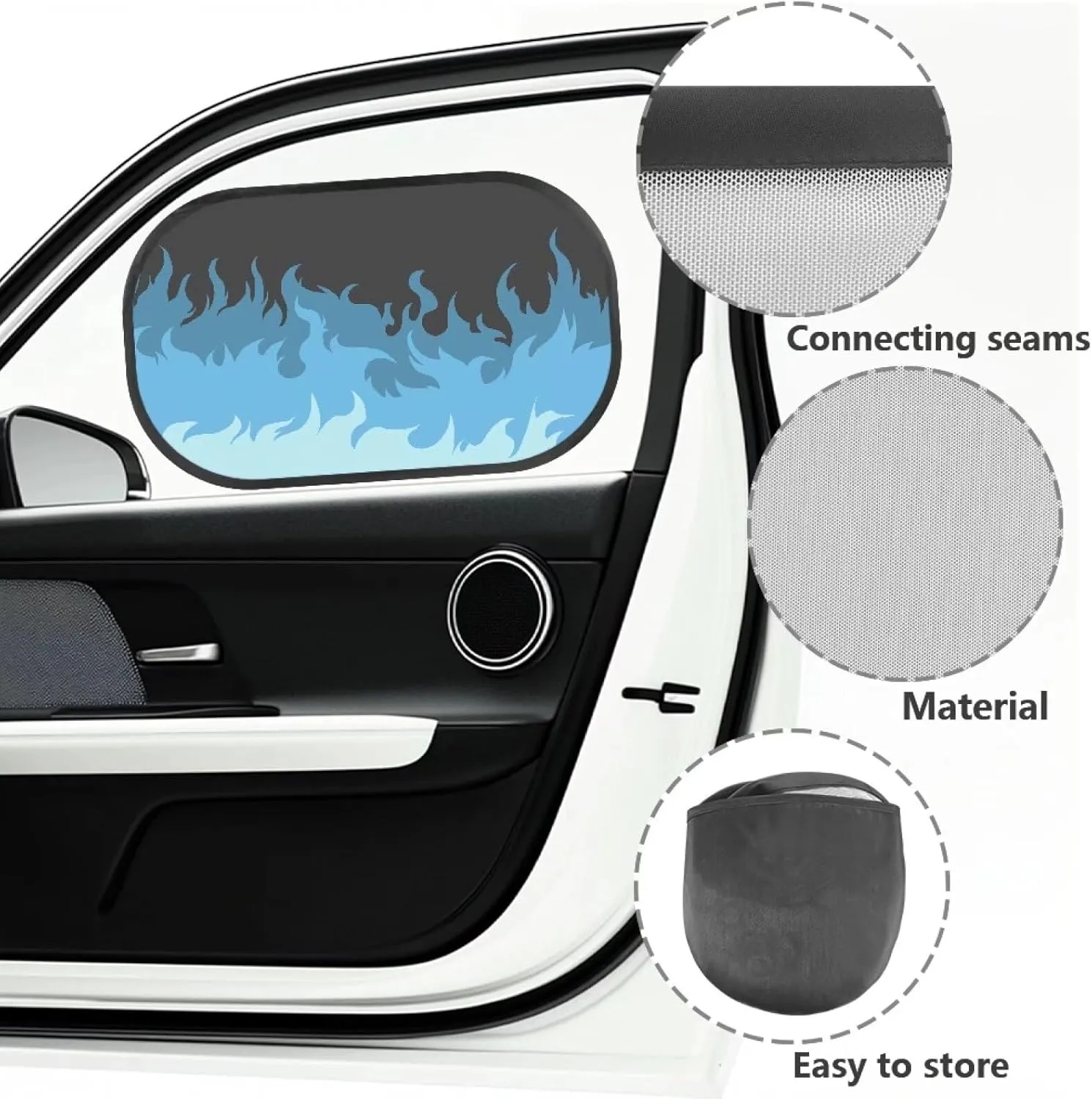 Fire 2Pack Car Window Shades, Strong-Light Blocking & UV Protection Car Privacy Shades,Car Essential Interior Accessories for Window Baby,Napping Car Curtains (Front Window 2Pcs)