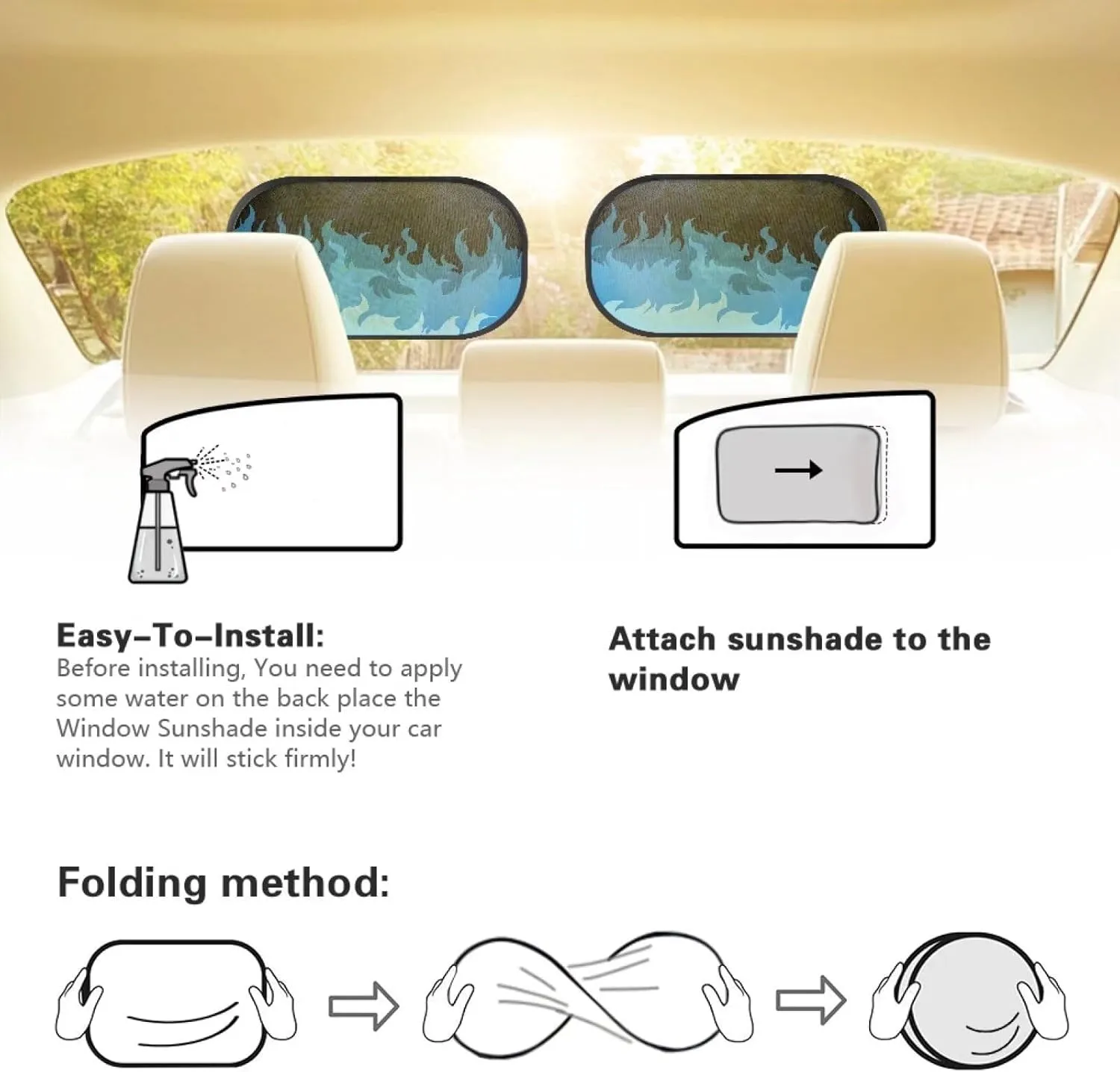 Fire 2Pack Car Window Shades, Strong-Light Blocking & UV Protection Car Privacy Shades,Car Essential Interior Accessories for Window Baby,Napping Car Curtains (Front Window 2Pcs)