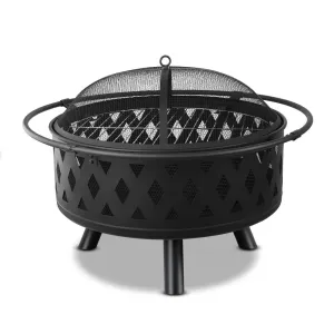 Fire Pit BBQ Charcoal Grill Ring Portable Outdoor Kitchen Fireplace 32Inch