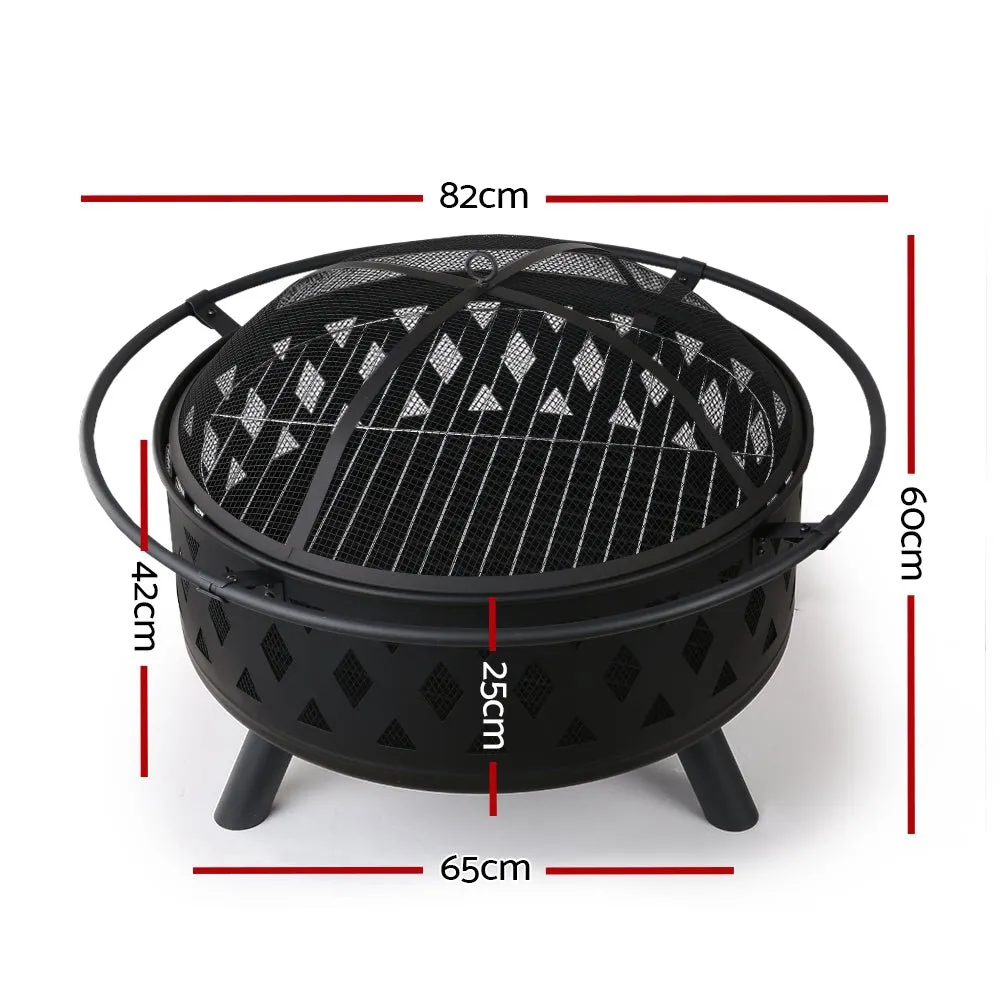 Fire Pit BBQ Charcoal Grill Ring Portable Outdoor Kitchen Fireplace 32Inch