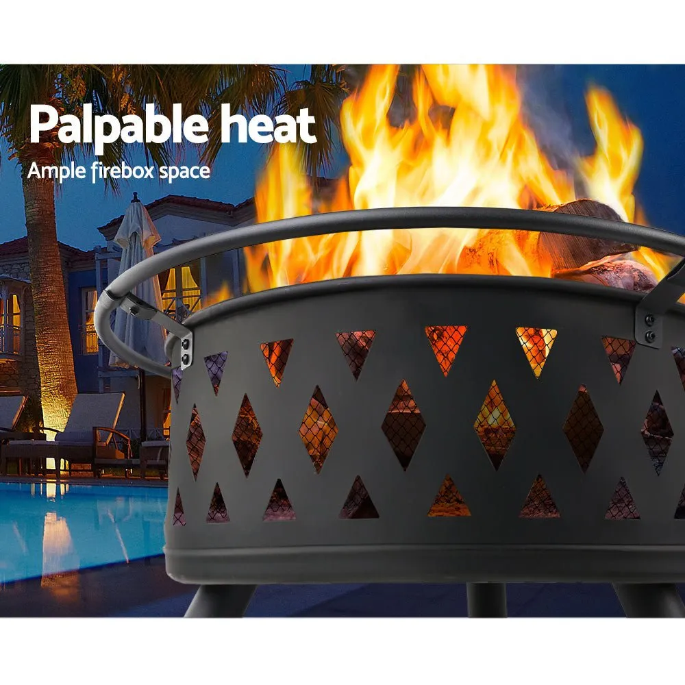 Fire Pit BBQ Charcoal Grill Ring Portable Outdoor Kitchen Fireplace 32Inch