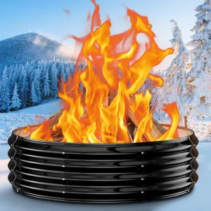 Fire Pit Ring for Outside - 48IN Heavy Duty Round Wood Burning Outdoor Fireplaces,High Heat Resistant,12''Raised,Galvanized Steel Firepit Portable for Camping,Bonfire,Backyard,Beach,Patio