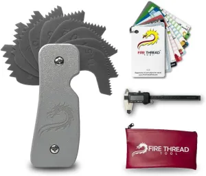 Fire Thread Tool Kit - Fire Hydrant Fitting Thread Gauge Tool, Calipers, Fitting Identification Cards, Vinyl Bag - for identifying NH/NST, STORZ Connection, NPT Taper, NPSH Straight, Cam and Groove