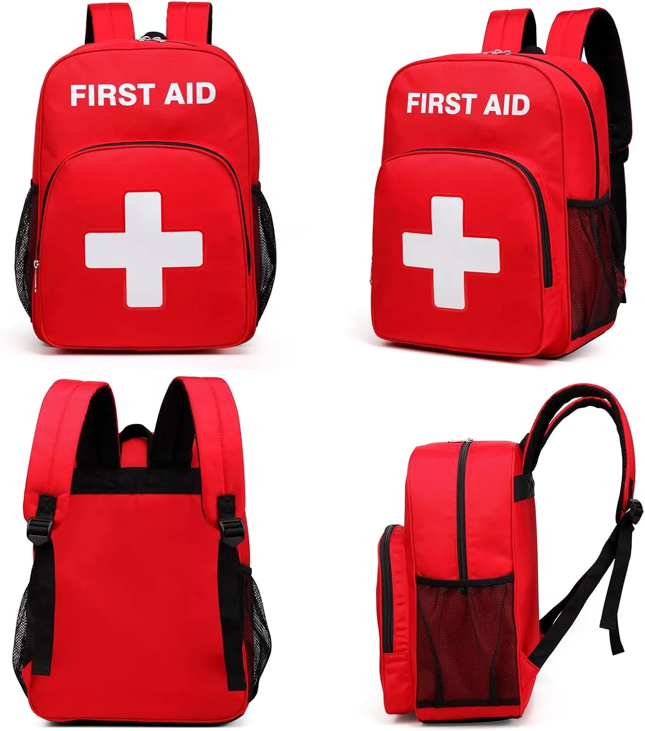 First Aid Backpack Emergency Medical Empty Waterproof Survival First Responder Trauma Bag Travel Home Outdoor Camping (Red)