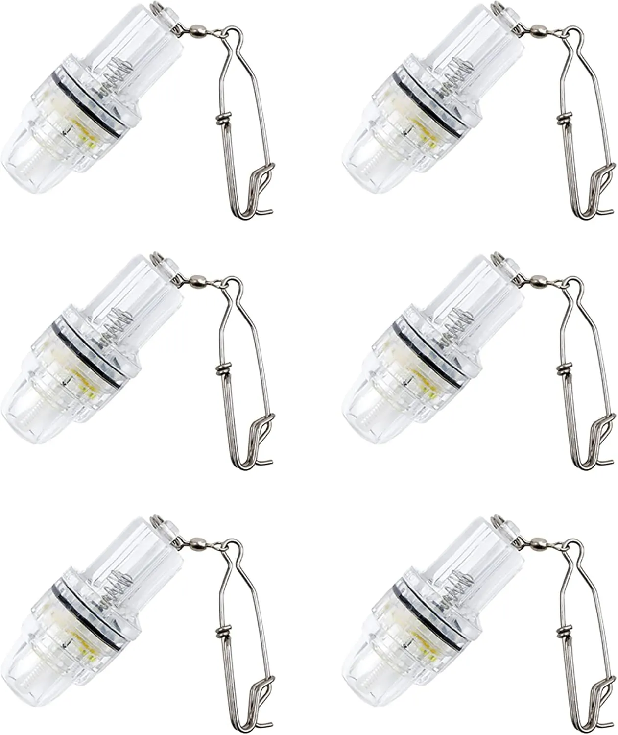 Fishing Lure Light Deep Drop Flashing Strobe LED Lamp Underwater Battery Powered Fishing Light with Clip Fish Attracting Lamp for Swordfish, Tilefish, Halibut, Tuna, Grouper - Yellow, 2,100 ft, 6 Pack