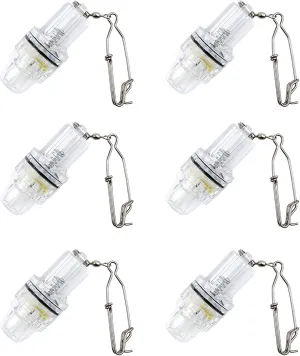 Fishing Lure Light Deep Drop Flashing Strobe LED Lamp Underwater Battery Powered Fishing Light with Clip Fish Attracting Lamp for Swordfish, Tilefish, Halibut, Tuna, Grouper - Yellow, 2,100 ft, 6 Pack