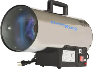 Flame King 60,000 BTU Portable Propane Forced Air Heater Outdoor Great for Jobsite, Construction, Garage, Patio, Stainless Steel