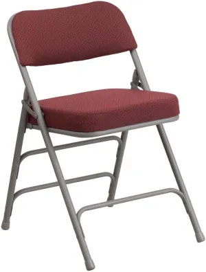 Flash Furniture 2 Pack HERCULES Series Premium Curved Triple Braced & Double Hinged Burgundy Fabric Metal Folding Chair