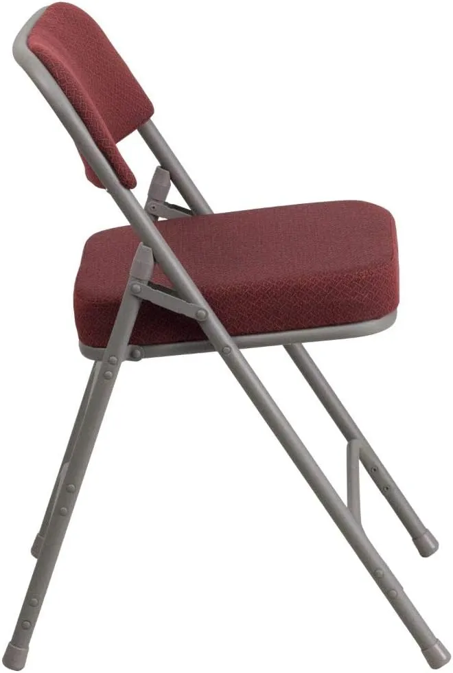 Flash Furniture 2 Pack HERCULES Series Premium Curved Triple Braced & Double Hinged Burgundy Fabric Metal Folding Chair