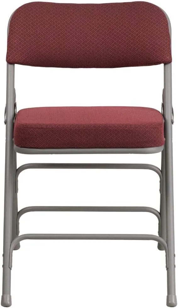 Flash Furniture 2 Pack HERCULES Series Premium Curved Triple Braced & Double Hinged Burgundy Fabric Metal Folding Chair