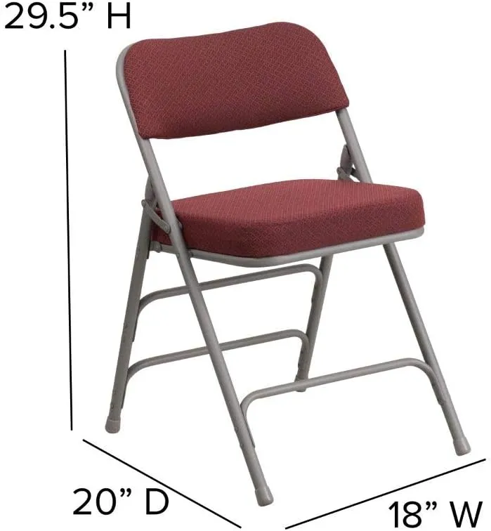 Flash Furniture 2 Pack HERCULES Series Premium Curved Triple Braced & Double Hinged Burgundy Fabric Metal Folding Chair