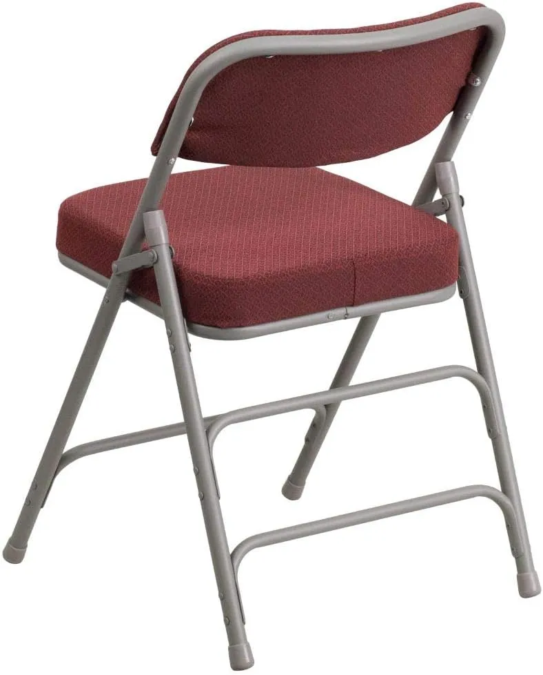Flash Furniture 2 Pack HERCULES Series Premium Curved Triple Braced & Double Hinged Burgundy Fabric Metal Folding Chair