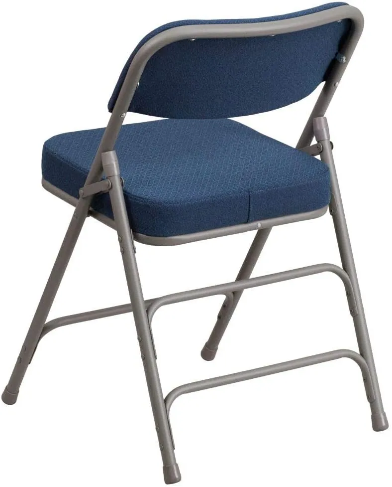 Flash Furniture 2 Pack HERCULES Series Premium Curved Triple Braced & Double Hinged Navy Fabric Metal Folding Chair