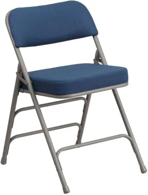 Flash Furniture 2 Pack HERCULES Series Premium Curved Triple Braced & Double Hinged Navy Fabric Metal Folding Chair