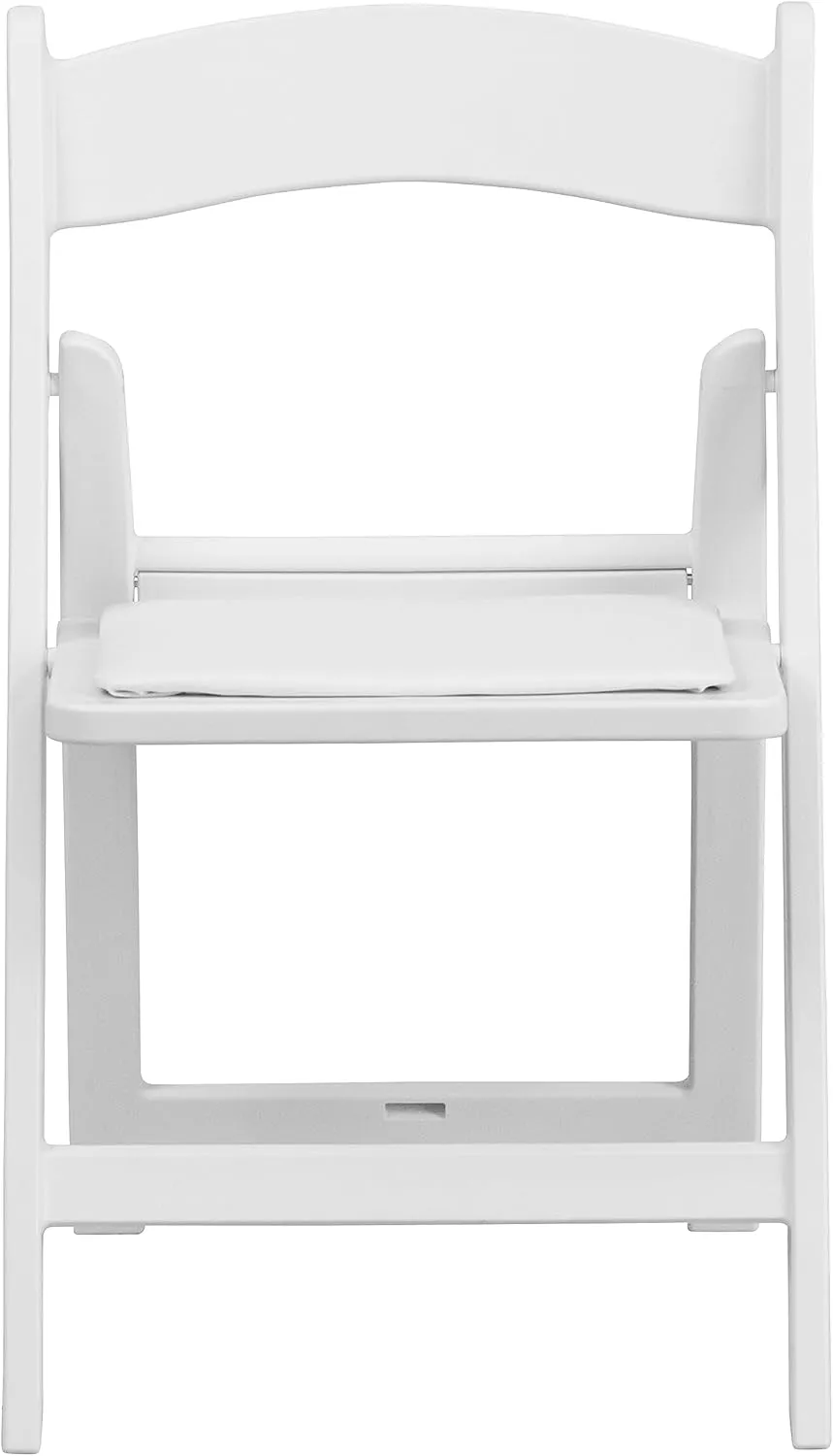 Flash Furniture HERCULES Kids White Resin Folding Chair with White Vinyl Padded Seat
