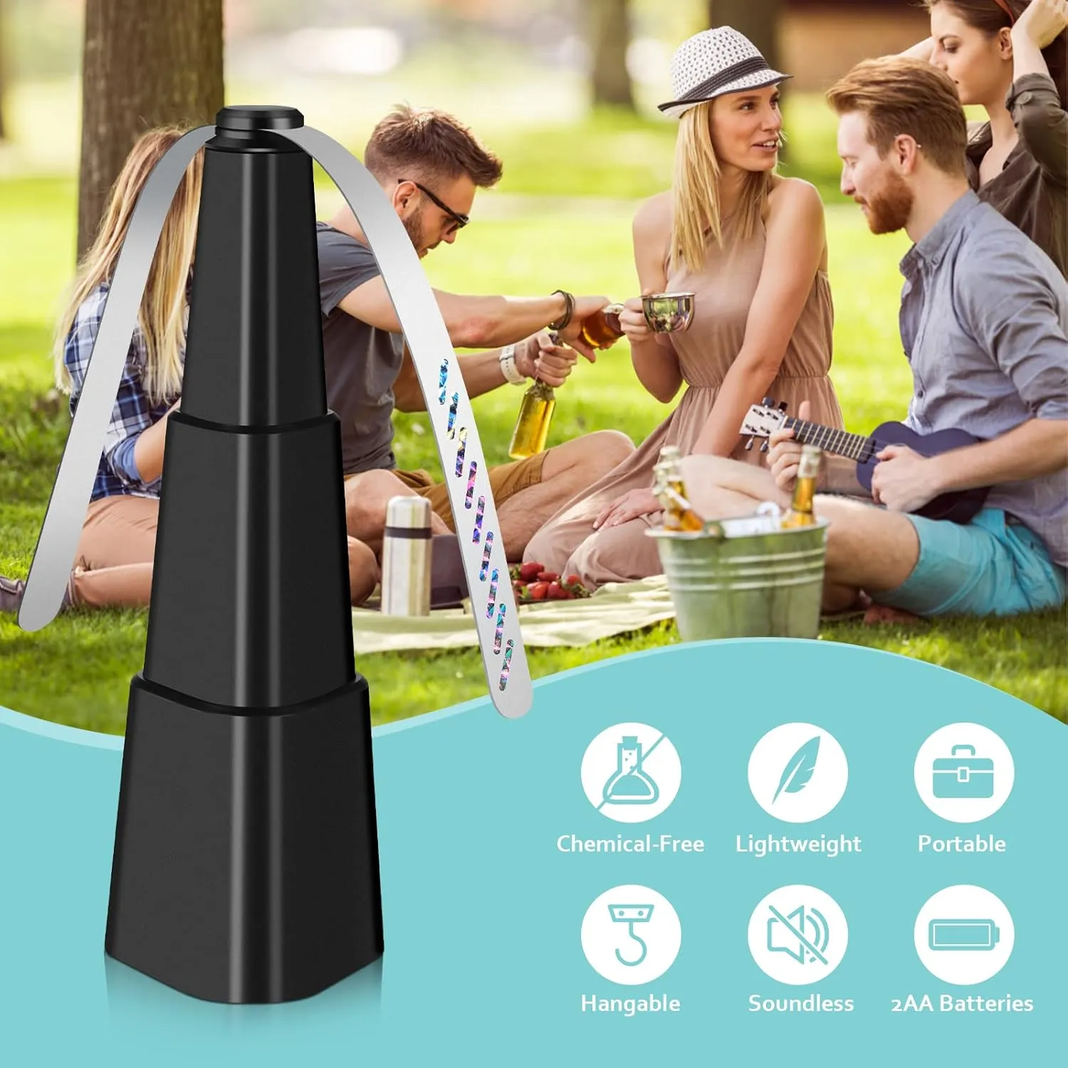 Fly Fans for Tables, Fly Fan Outdoor Indoor Keep Flies Away, Table Top Spinner with Holographic Blades, Flies Deterrent for Picnic, Restaurant, Party, Home, BBQ (4 Pack)