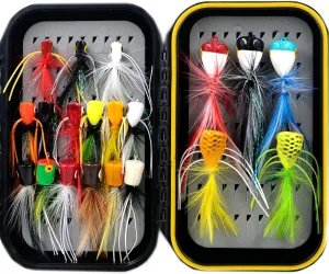 Fly Fishing Flies Kit/Trout/Salmon/bass Flies Streamers Dry/Wet Flies.Nymphs,Fly Poppers (with Waterproof Fly Box)
