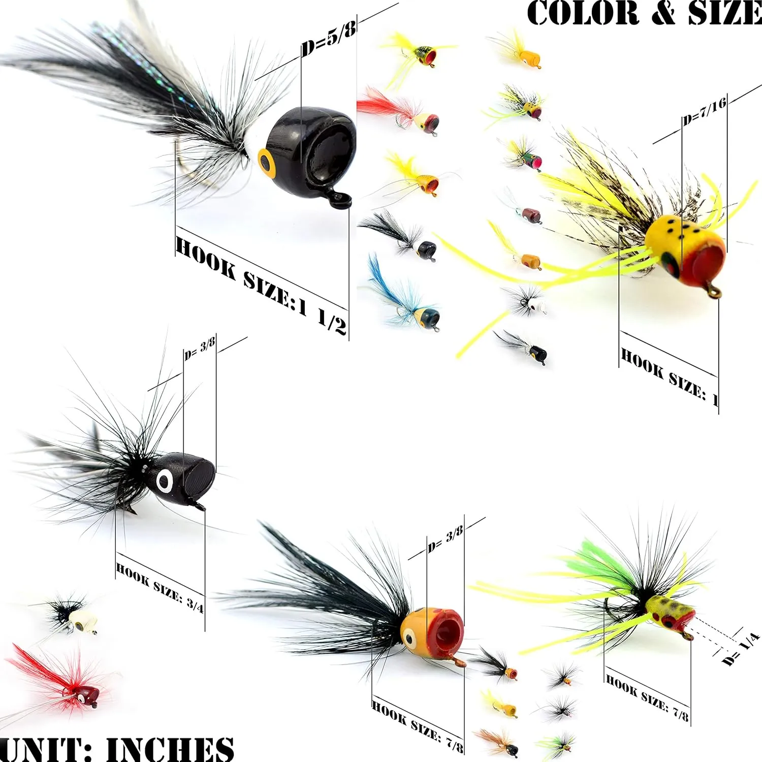 Fly Fishing Flies Kit/Trout/Salmon/bass Flies Streamers Dry/Wet Flies.Nymphs,Fly Poppers (with Waterproof Fly Box)