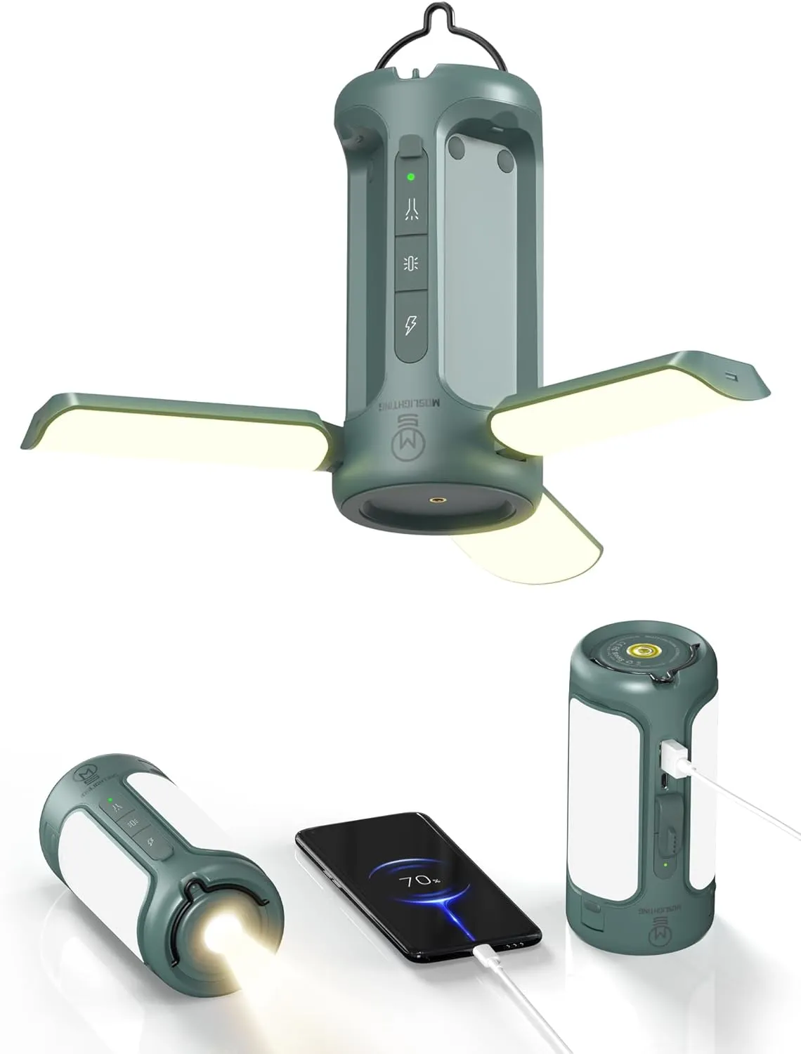 Foldable Camping Light Rechargeable Lantern, 10000mAh Power Bank, Portable Flashlight, IP54 Waterproof, 1/4" Screw Adapter, 750LM, 5 Modes, LED Tent Light for Camping, Hiking, Fishing