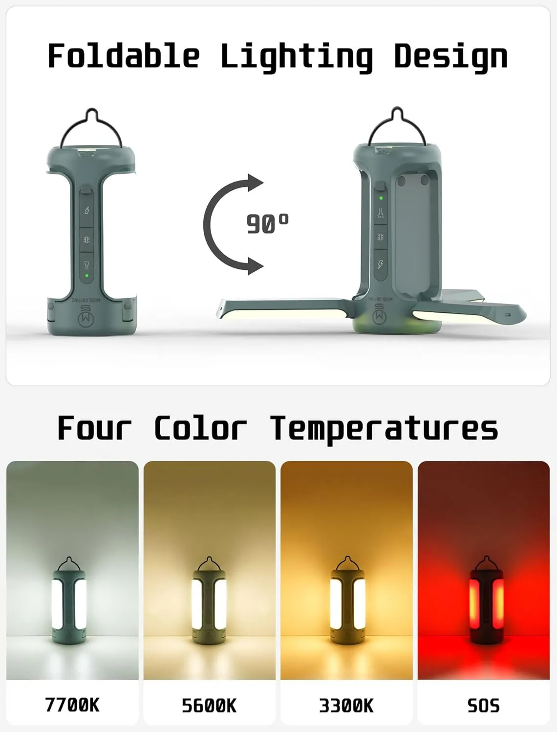 Foldable Camping Light Rechargeable Lantern, 10000mAh Power Bank, Portable Flashlight, IP54 Waterproof, 1/4" Screw Adapter, 750LM, 5 Modes, LED Tent Light for Camping, Hiking, Fishing