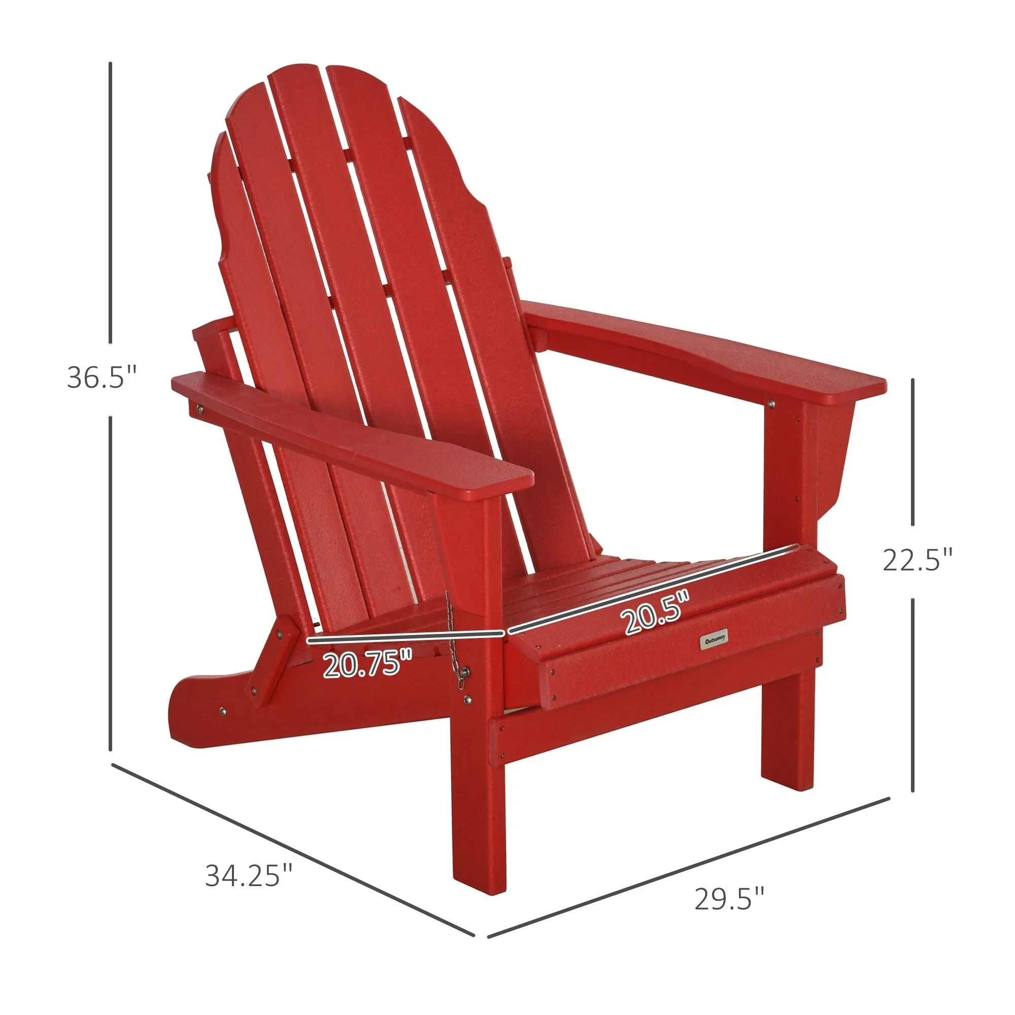 Folding Adirondack Chair - Weather Resistant Patio & Fire Pit Chair with Wide Armrests and High-Back Design