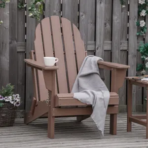 Folding Adirondack Chair - Weather Resistant Patio & Fire Pit Chair with Wide Armrests and High-Back Design