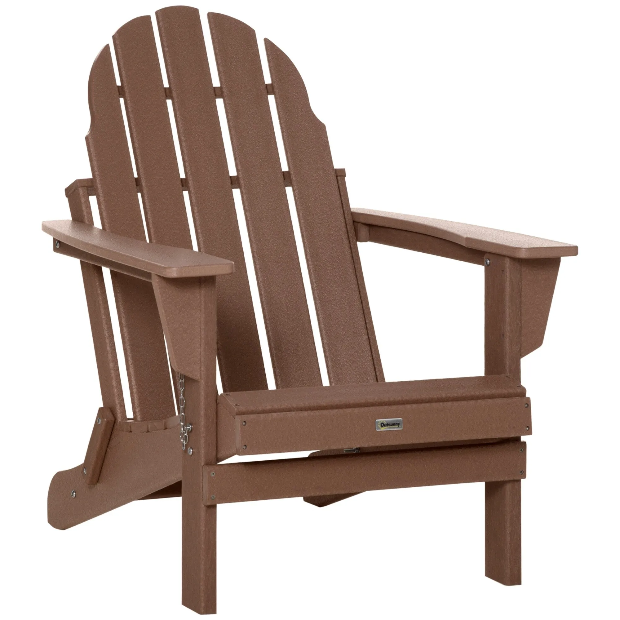 Folding Adirondack Chair - Weather Resistant Patio & Fire Pit Chair with Wide Armrests and High-Back Design