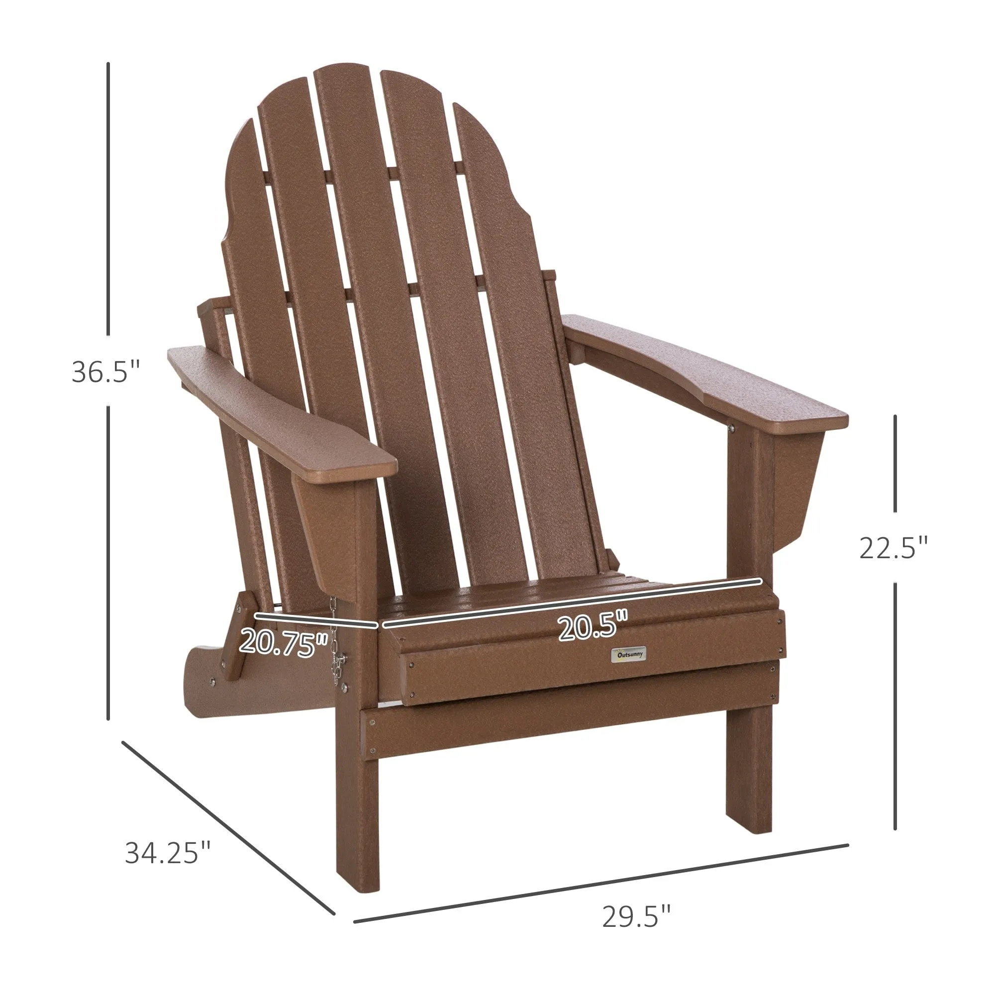 Folding Adirondack Chair - Weather Resistant Patio & Fire Pit Chair with Wide Armrests and High-Back Design