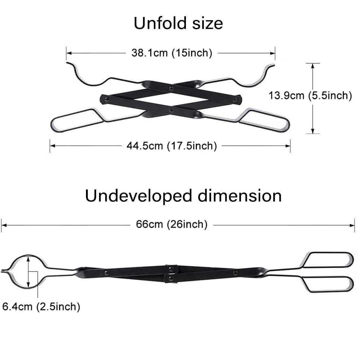 Folding Fireplace Tongs Grip Fire Pit Pliers Outdoor Indoor Fire Tools Durable
