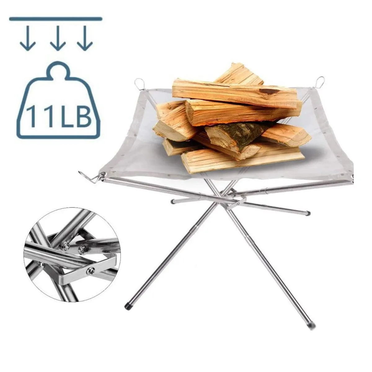 Folding Stainless Steel Mesh Fire Pit Outdoor Camping Hiking Portable Fireplace