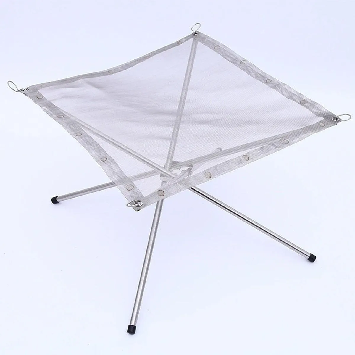 Folding Stainless Steel Mesh Fire Pit Outdoor Camping Hiking Portable Fireplace