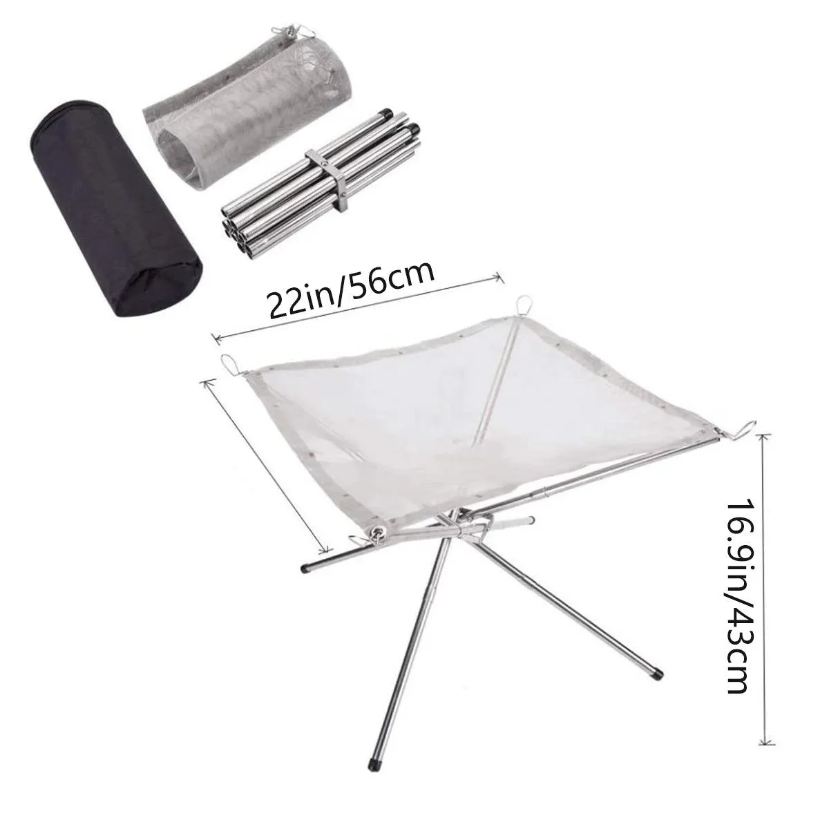 Folding Stainless Steel Mesh Fire Pit Outdoor Camping Hiking Portable Fireplace
