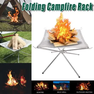 Folding Stainless Steel Mesh Fire Pit Outdoor Camping Hiking Portable Fireplace